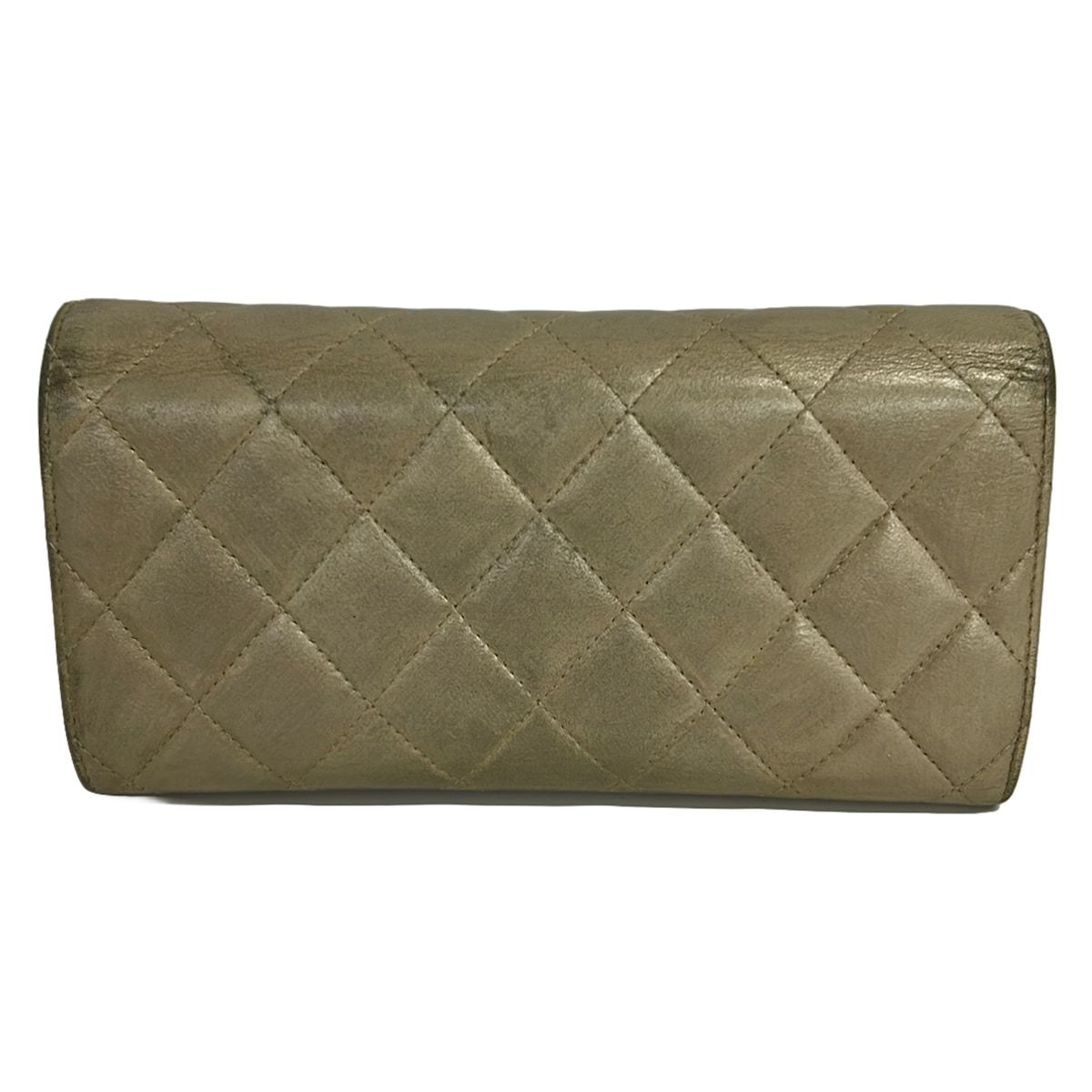 Chanel Wallet Quilted Beige Silver CC Logo Leather — view 2