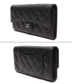 Chanel Wallet Silver Caviar Leather Quilted Classic Long Flap — view 3