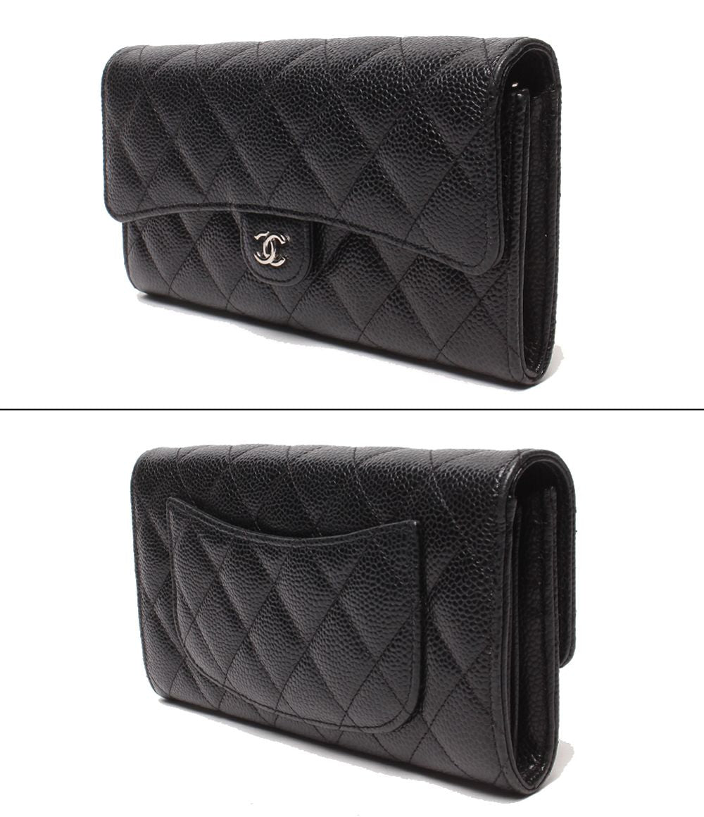 Chanel Wallet Silver Caviar Leather Quilted Classic Long Flap — view 3