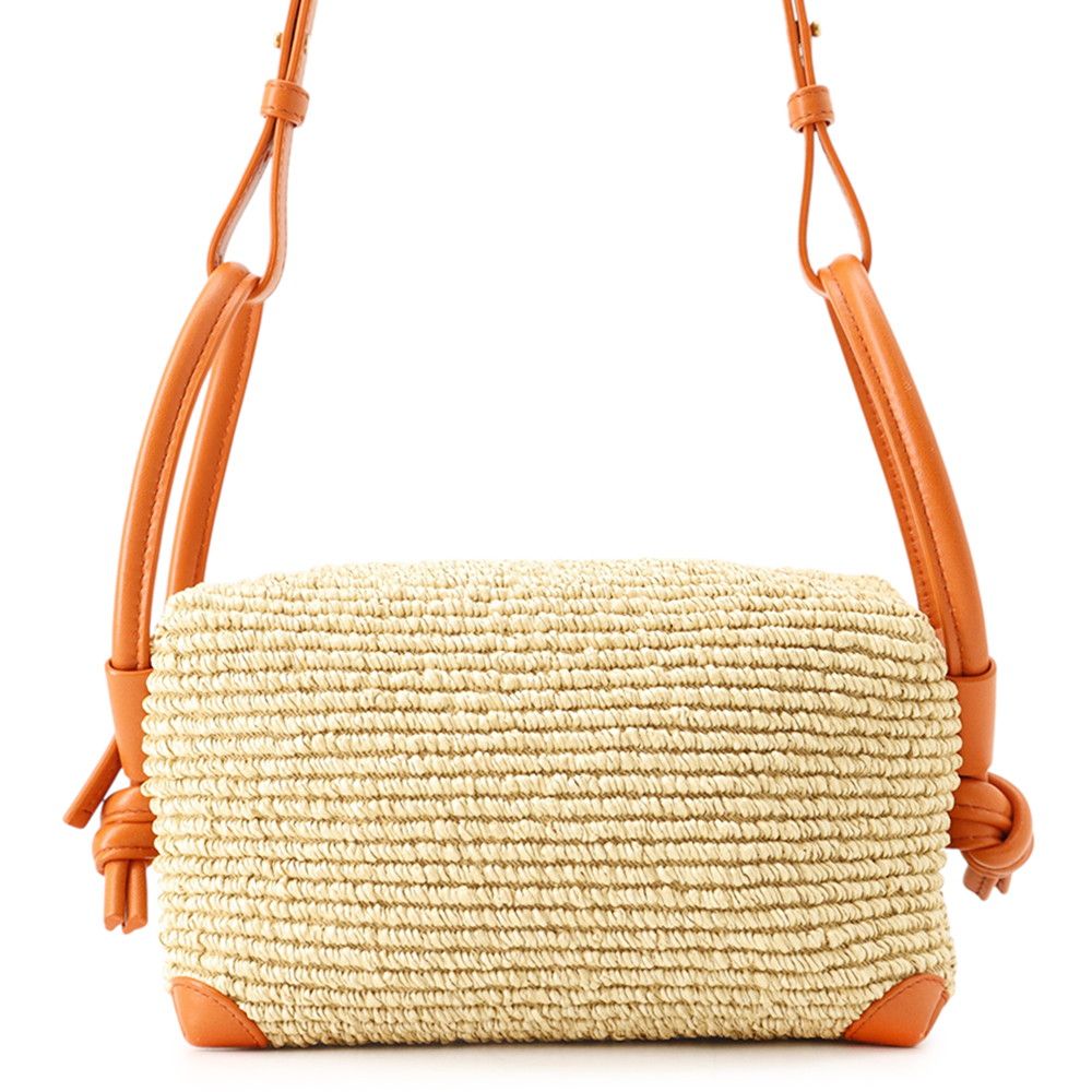 Bottega Veneta Handbag Loop Top Handle Raffia Leather 2-Way