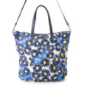 Prada Tote Flower Print Triangle Logo Nylon Leather 2-Way Shoulder Bag