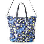 Prada Tote Flower Print Triangle Logo Nylon Leather 2-Way Shoulder Bag