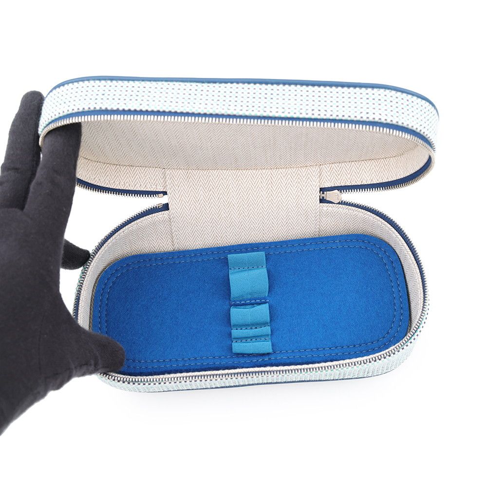 Hermes Pouch Escale Marine Silver Toile H Makeup — view 4