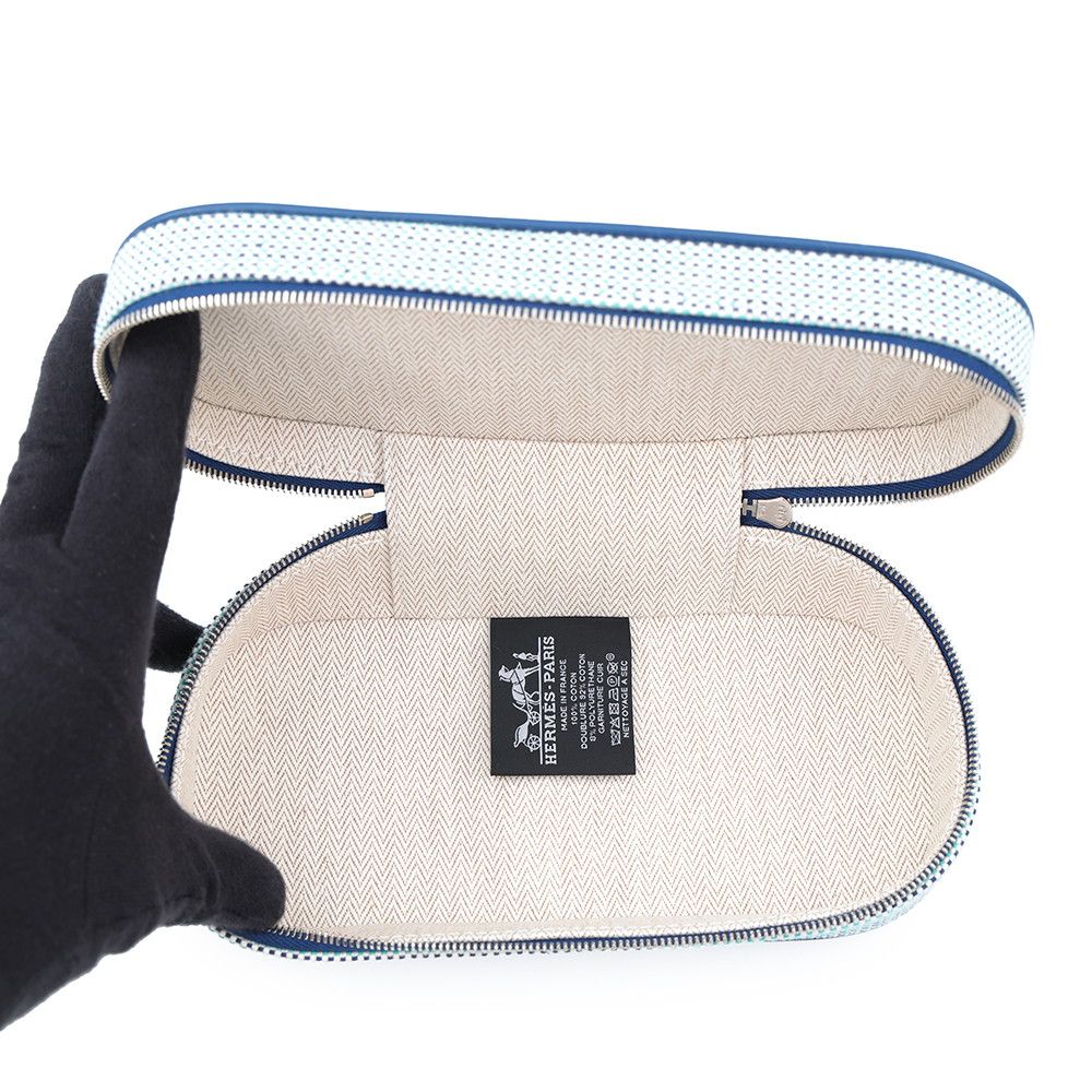Hermes Pouch Escale Marine Silver Toile H Makeup — view 5