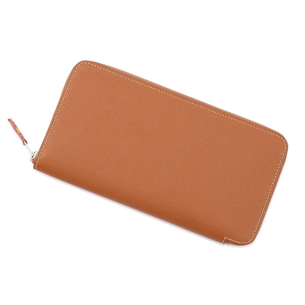 Hermes Wallet Azap Long Silk'in Gold Silver Epsom