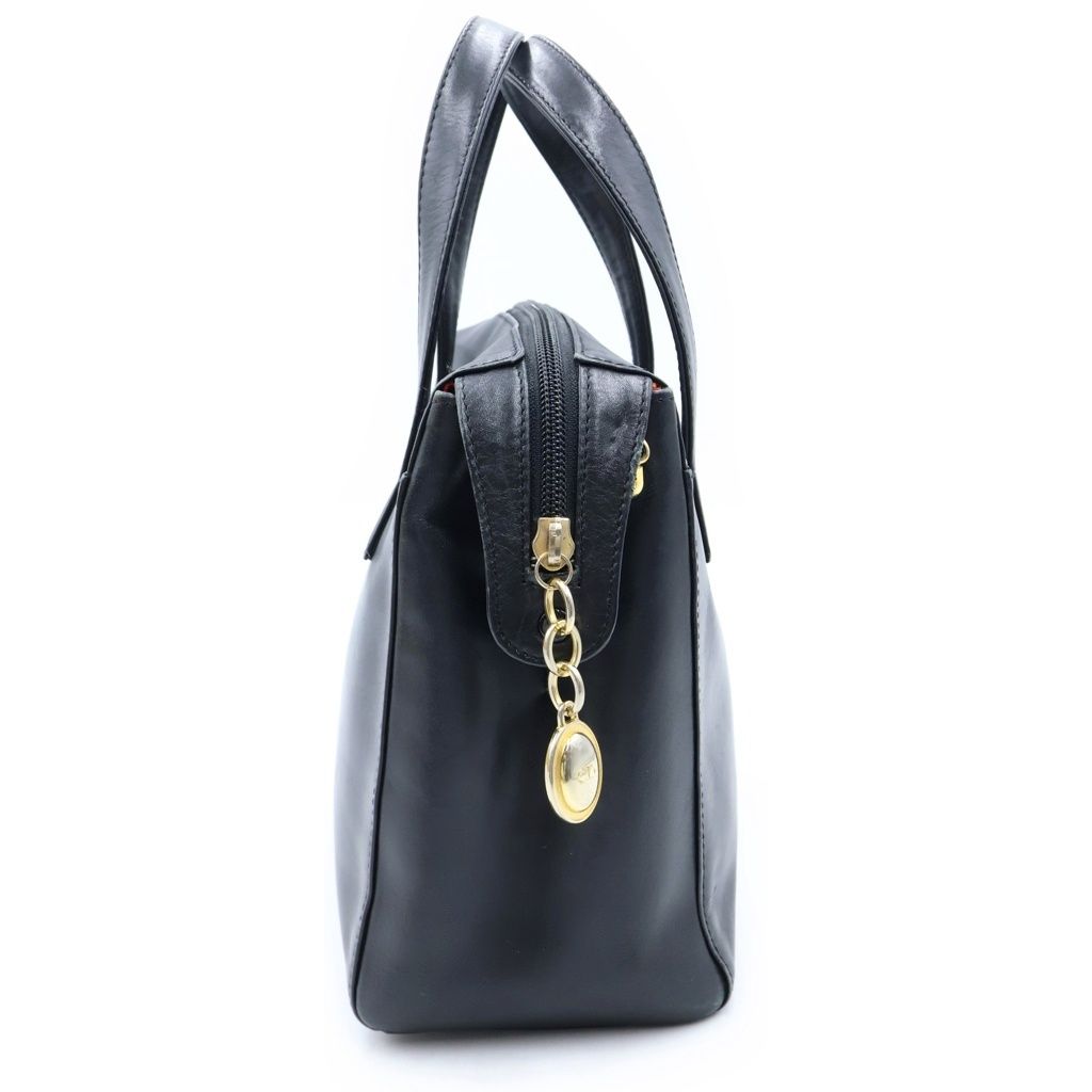 Dior 2-Way Shoulder Bag Black Leather Gold — view 3