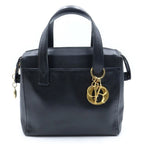 Dior 2-Way Shoulder Bag Black Leather Gold