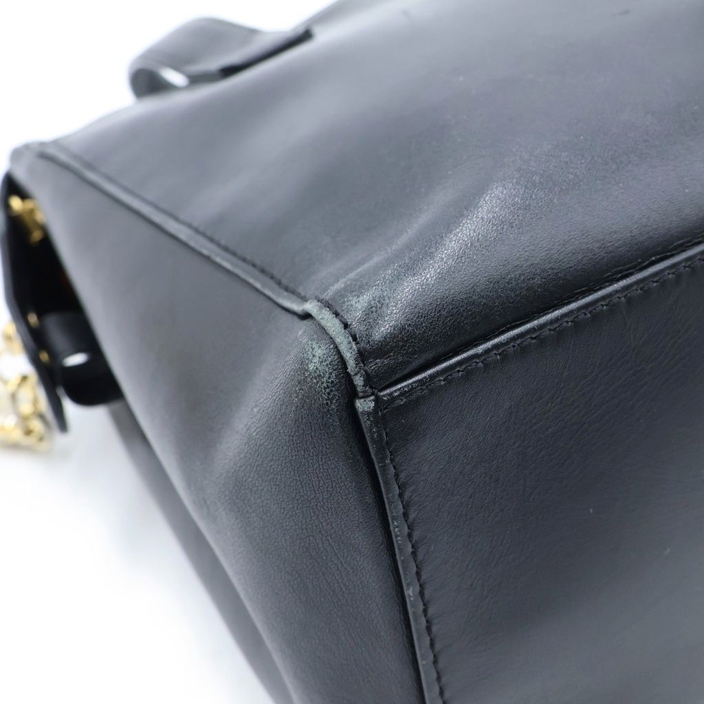 Dior 2-Way Shoulder Bag Black Leather Gold — view 6
