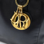 Dior 2-Way Shoulder Bag Black Leather Gold — view 8