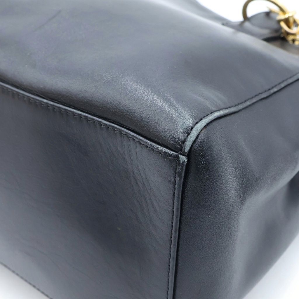 Dior 2-Way Shoulder Bag Black Leather Gold — view 5