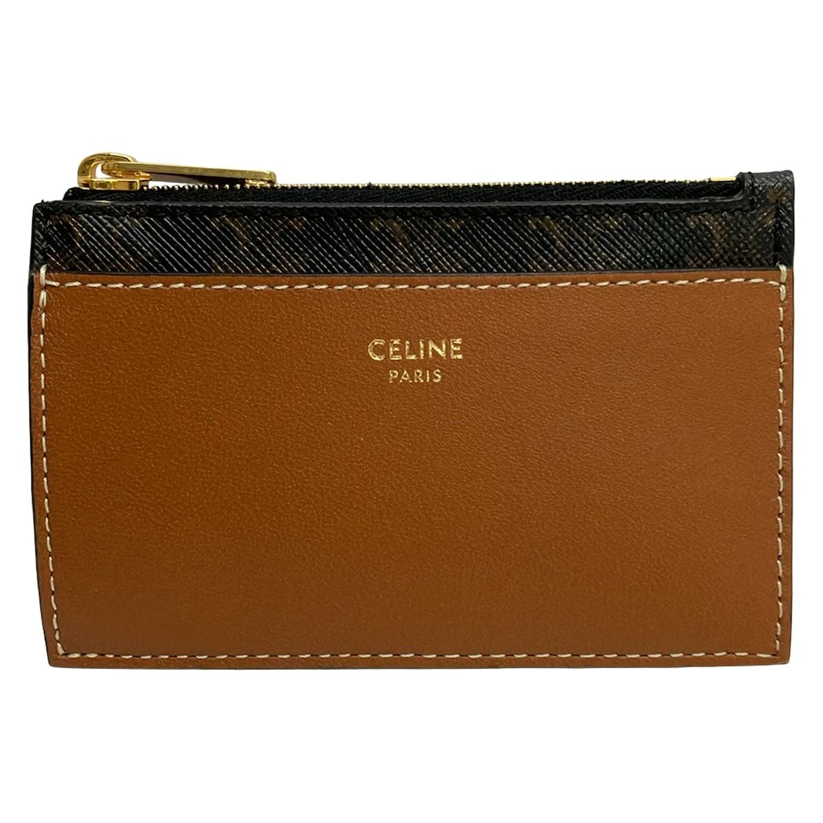 Celine Card Case Brown Dark Triomphe Leather