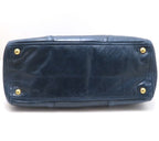 Prada Vitello Shine 2-Way Bag Blue Leather Handbag