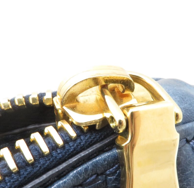 Prada Vitello Shine 2-Way Bag Blue Leather Handbag