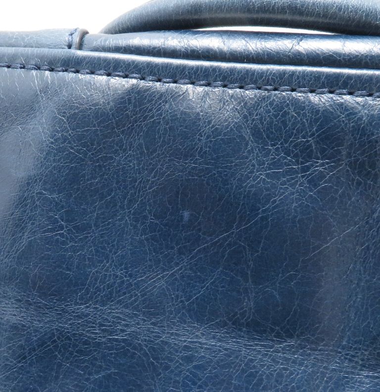 Prada Vitello Shine 2-Way Bag Blue Leather Handbag