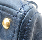 Prada Vitello Shine 2-Way Bag Blue Leather Handbag