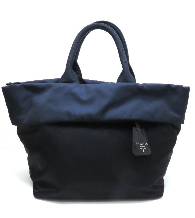 Prada 2-Way Bag Black Navy Nylon Leather Handbag