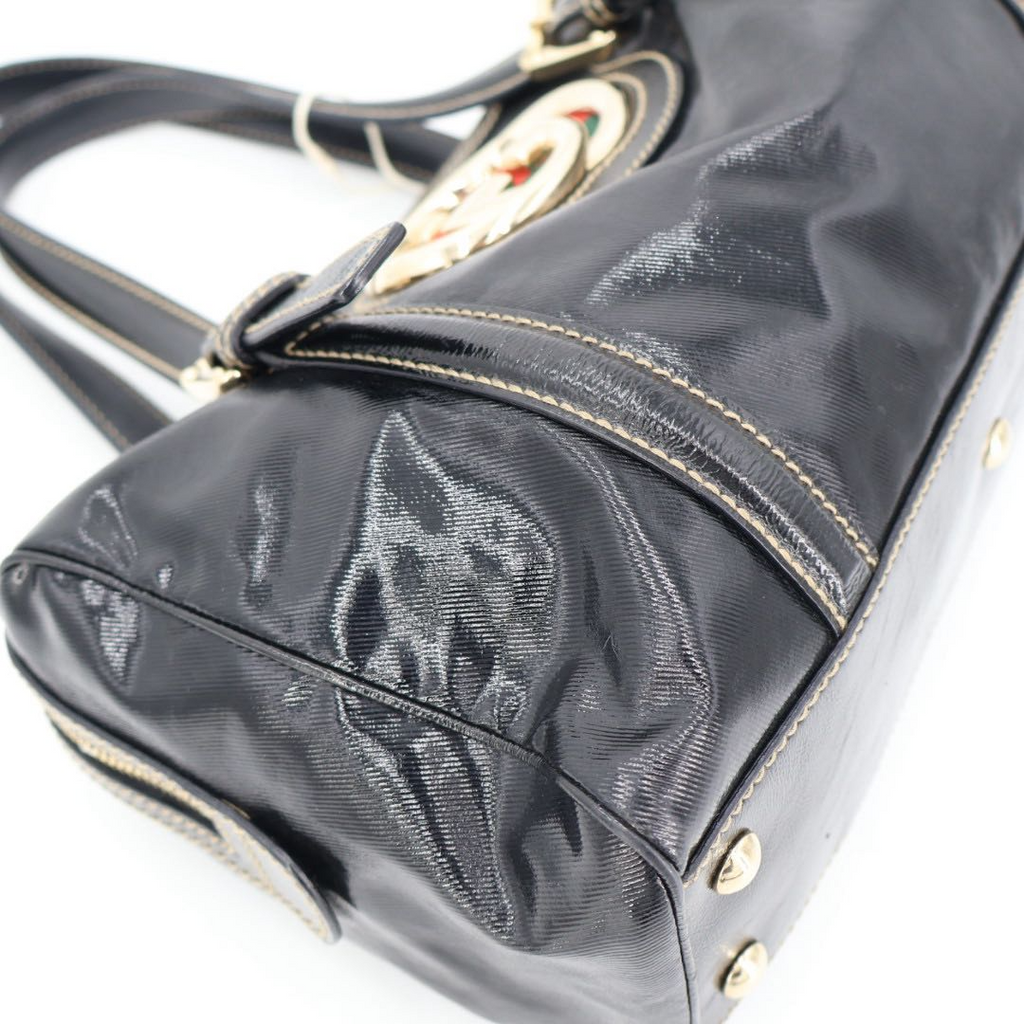 Gucci Sherry Line Interlocking G Tote Bag Black Patent Leather — view 7