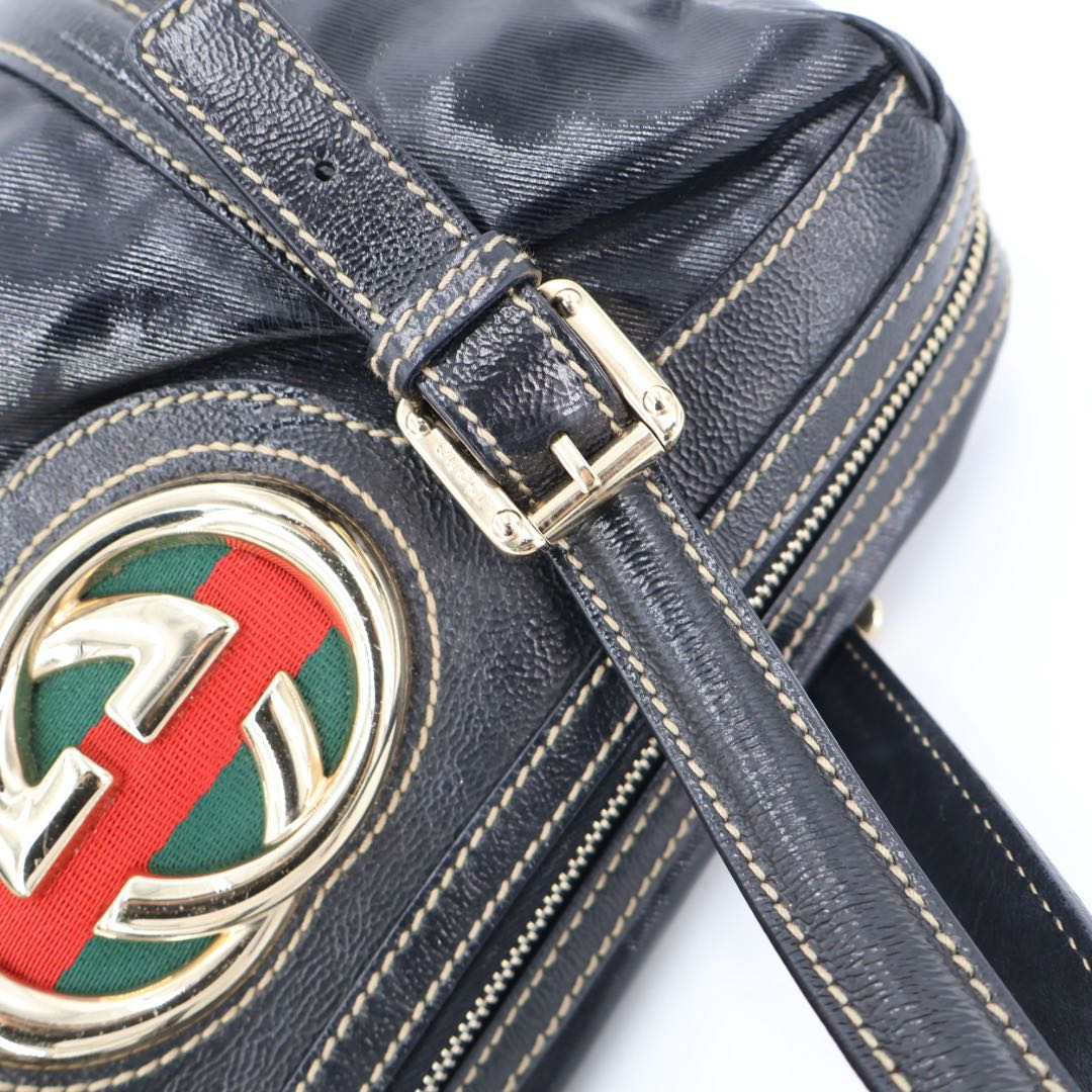 Gucci Sherry Line Interlocking G Tote Bag Black Patent Leather — view 6