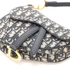 Dior Oblique Saddle 2-Way Shoulder Bag Navy Gold Jacquard Canvas — view 5