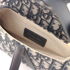 Dior Oblique Saddle 2-Way Shoulder Bag Navy Gold Jacquard Canvas — view 7