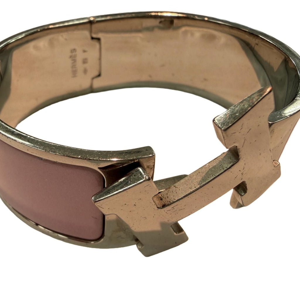 Hermes Clic Clac GM Pink Silver Stainless Steel Bracelet — view 7