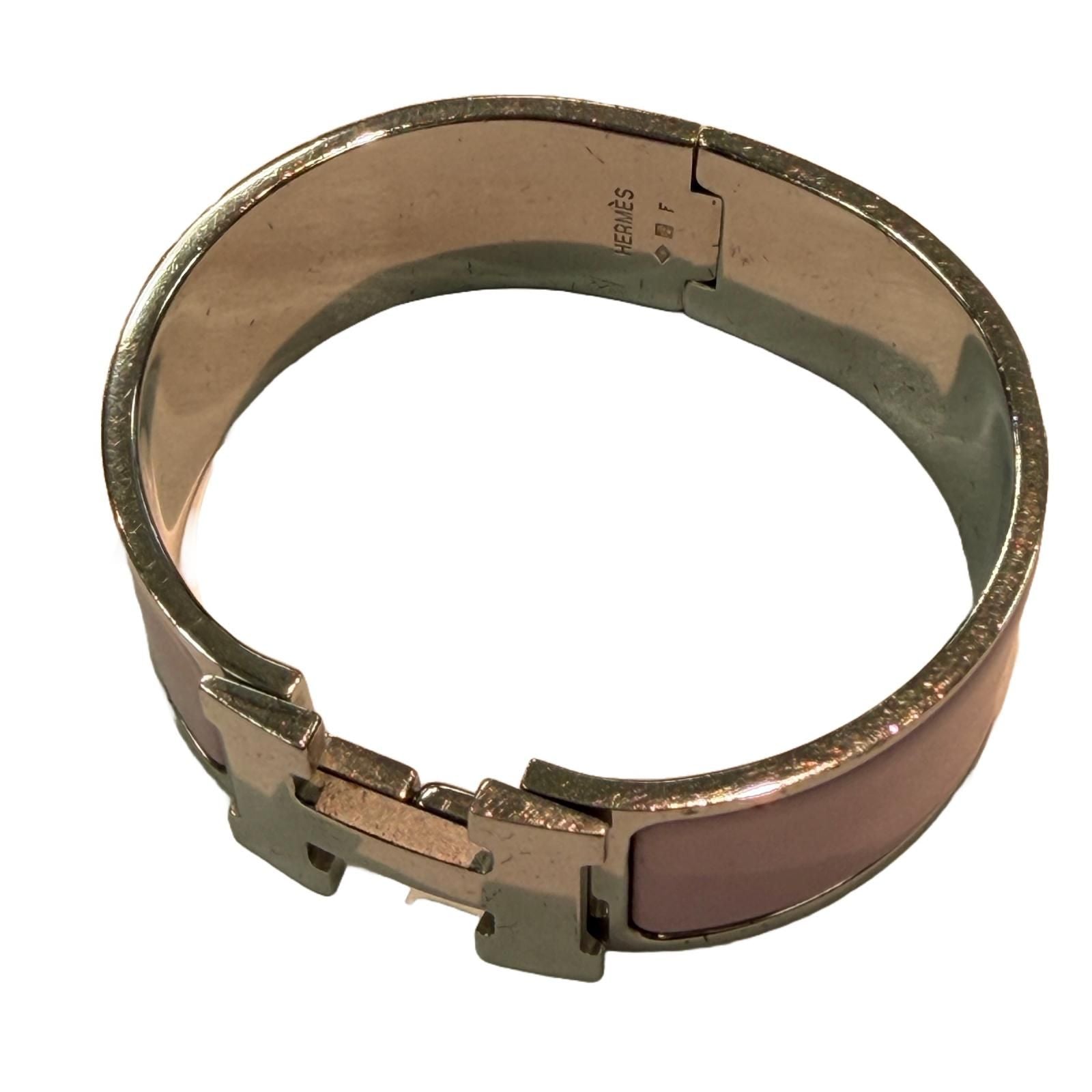 Hermes Clic Clac GM Pink Silver Stainless Steel Bracelet — view 2