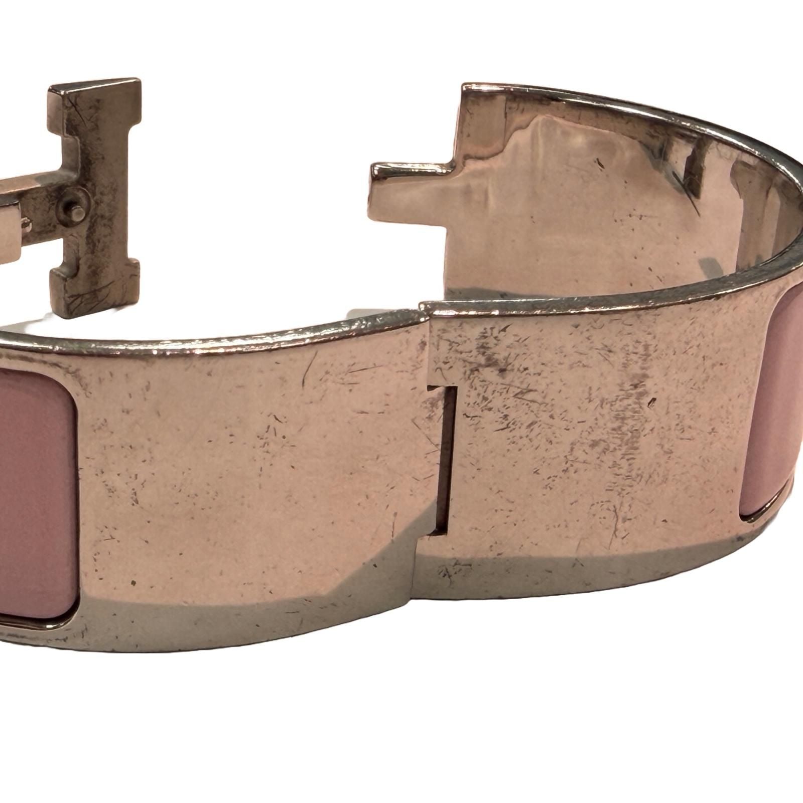 Hermes Clic Clac GM Pink Silver Stainless Steel Bracelet — view 6