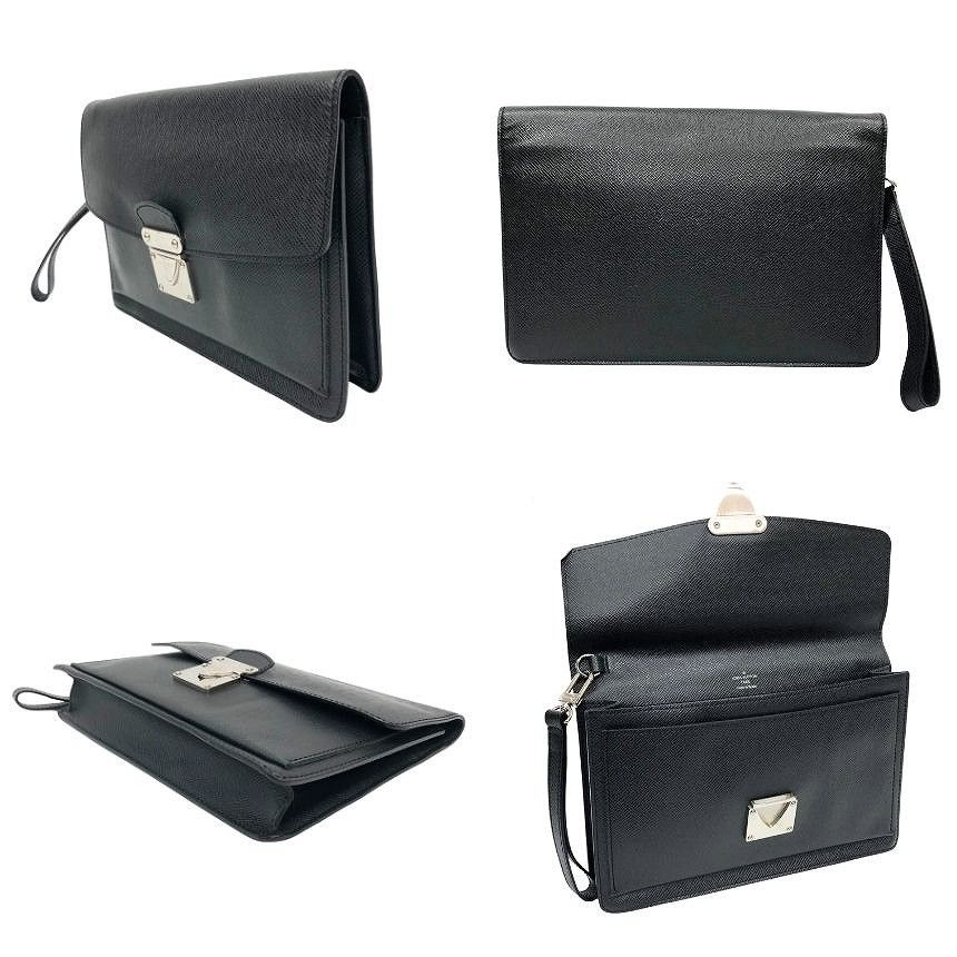 Louis Vuitton Taiga Belaia Second Handbag Clutch Ardoise Black — view 2