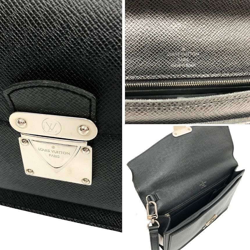 Louis Vuitton Taiga Belaia Second Handbag Clutch Ardoise Black — view 3