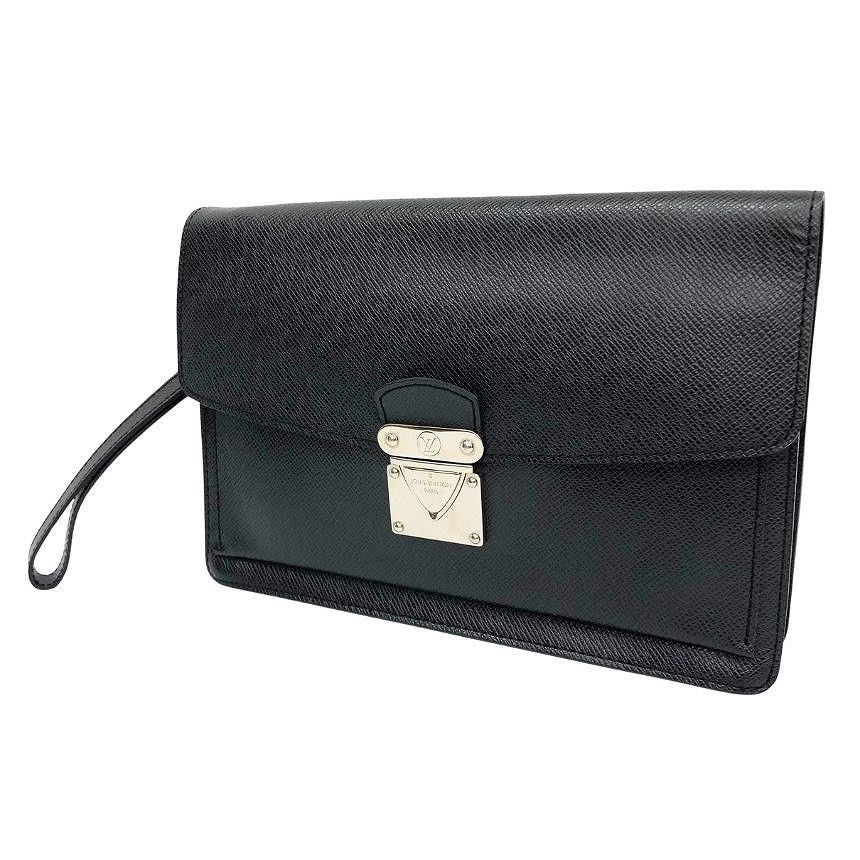 Louis Vuitton Taiga Belaia Second Handbag Clutch Ardoise Black