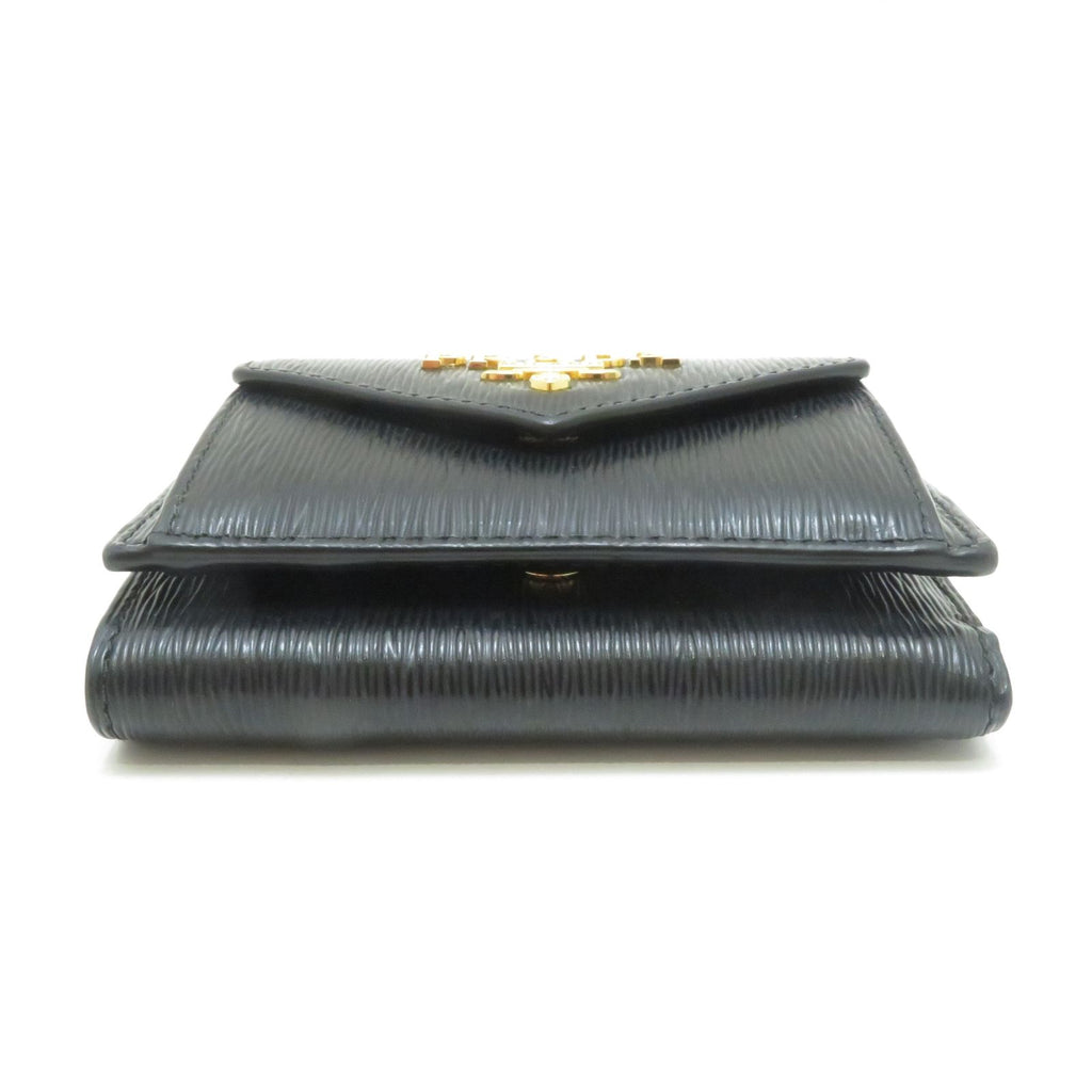 Prada Compact Wallet Black Vitello Move Trifold — view 3