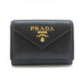 Prada Compact Wallet Black Vitello Move Trifold