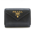 Prada Compact Wallet Black Vitello Move Trifold