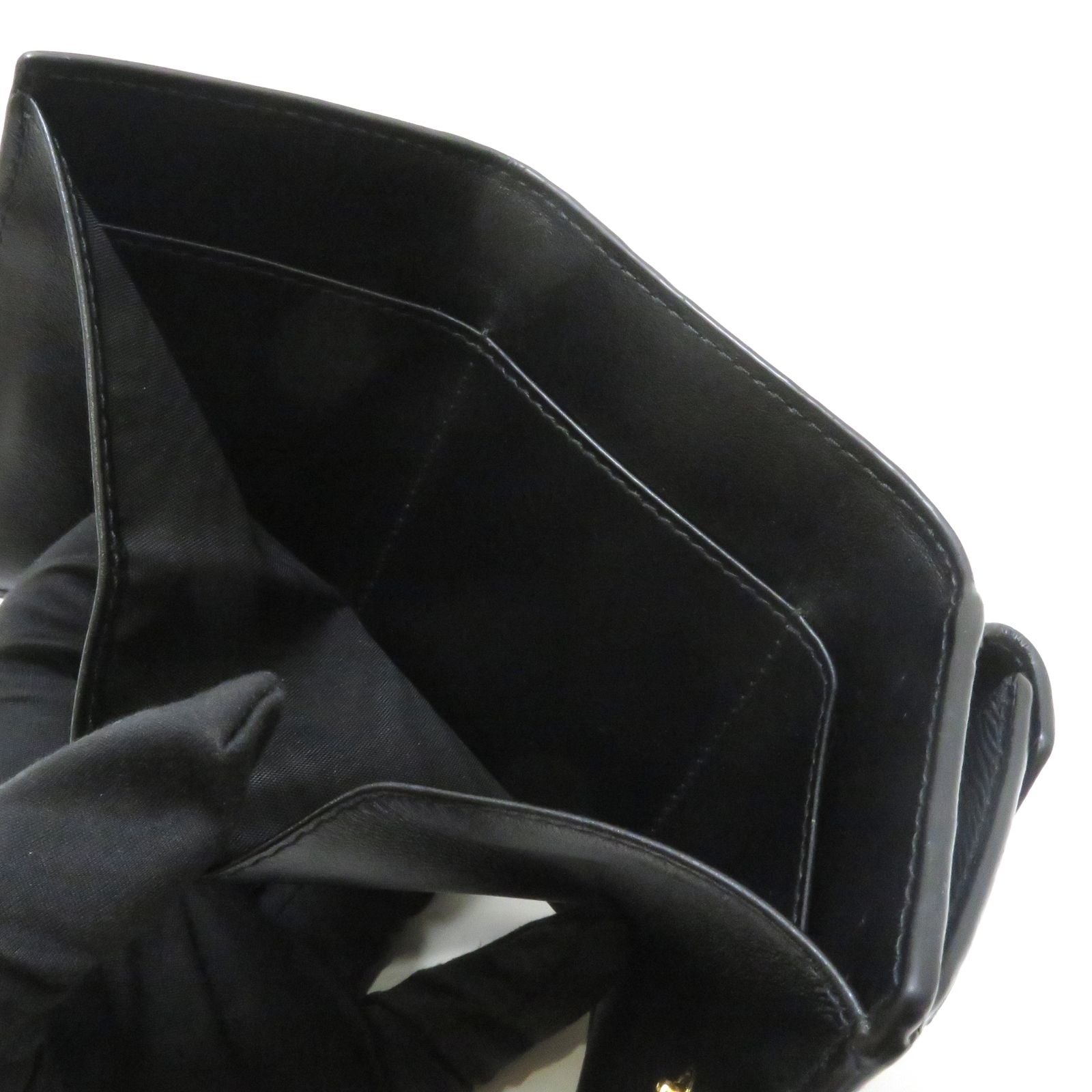 Prada Compact Wallet Black Vitello Move Trifold — view 6