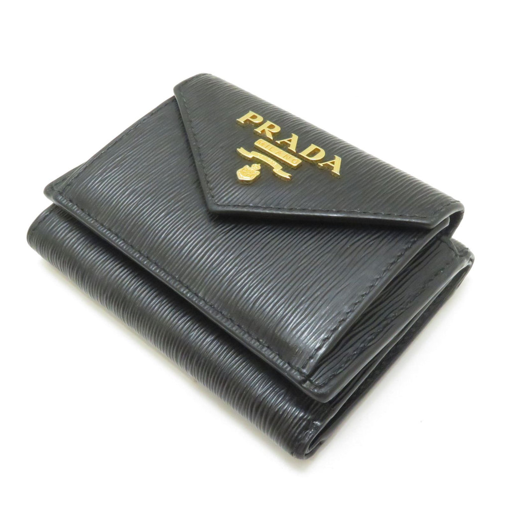 Prada Compact Wallet Black Vitello Move Trifold — view 4