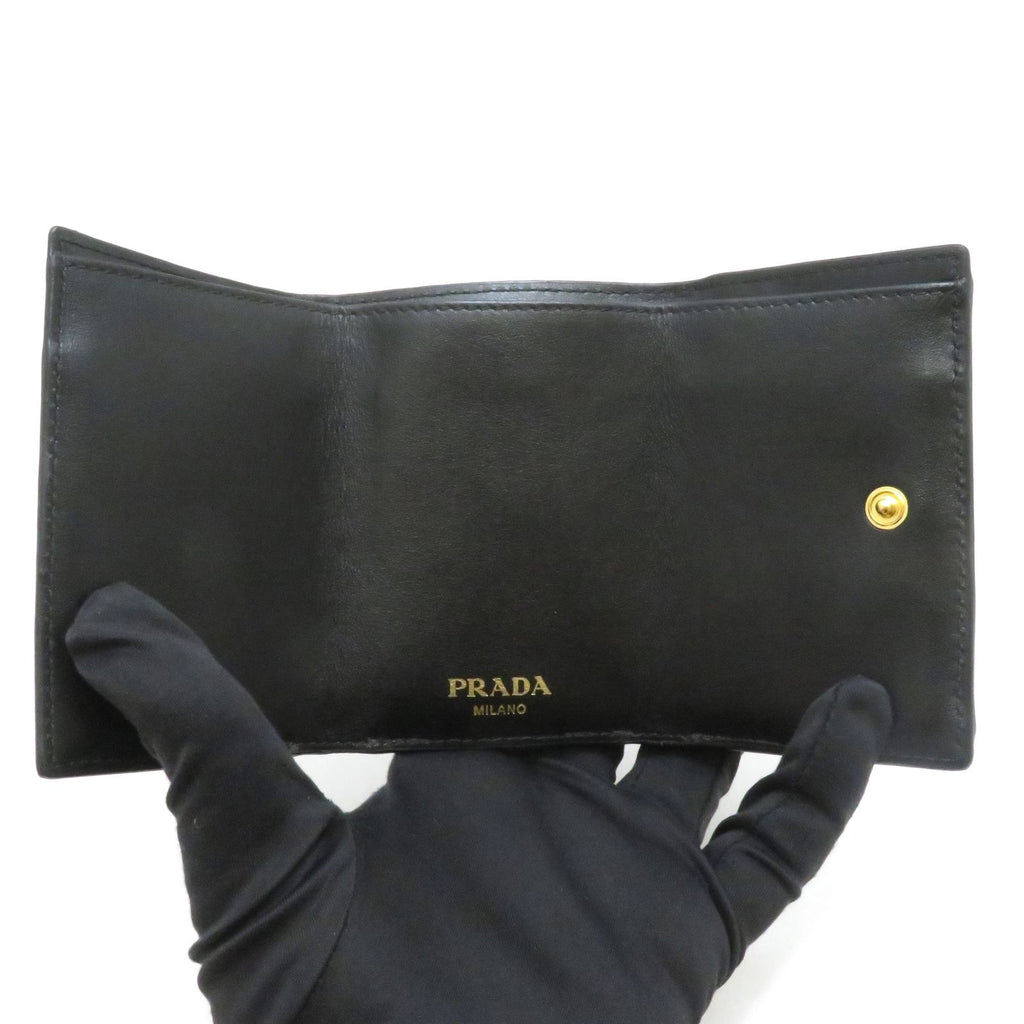 Prada Compact Wallet Black Vitello Move Trifold — view 5