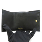 Prada Compact Wallet Black Vitello Move Trifold — view 5