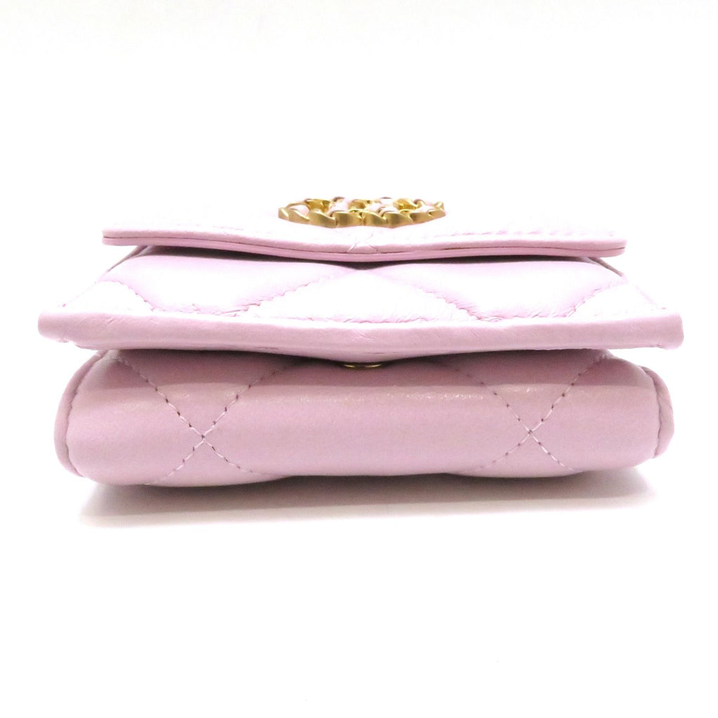 Chanel 19 Compact Wallet Light Pink Lambskin Trifold — view 3