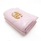 Chanel 19 Compact Wallet Light Pink Lambskin Trifold — view 4