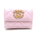Chanel 19 Compact Wallet Light Pink Lambskin Trifold