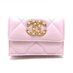 Chanel 19 Compact Wallet Light Pink Lambskin Trifold