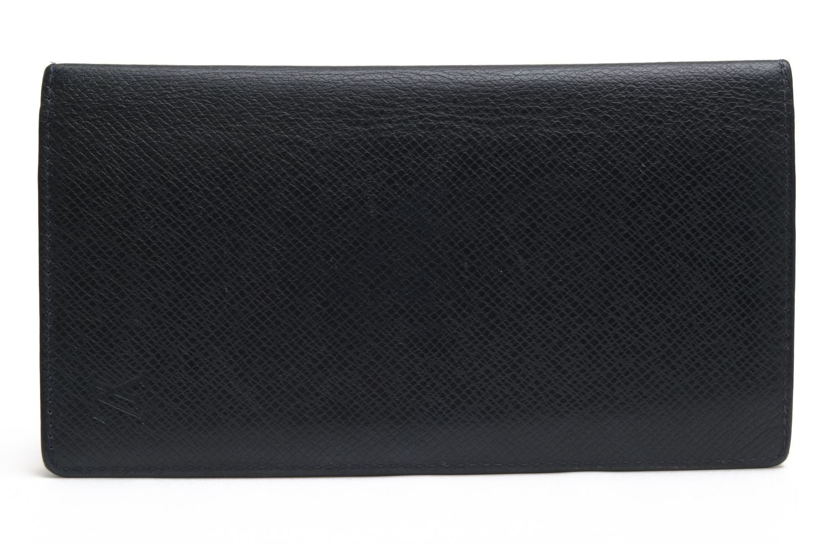 Louis Vuitton Wallet Leather Black Taiga Portefeuille Long Billfold No Coin