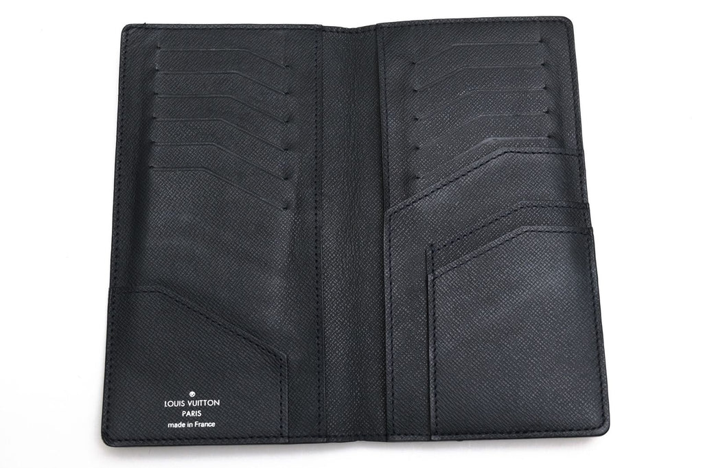 Louis Vuitton Wallet Leather Black Taiga Portefeuille Long Billfold No Coin — view 6