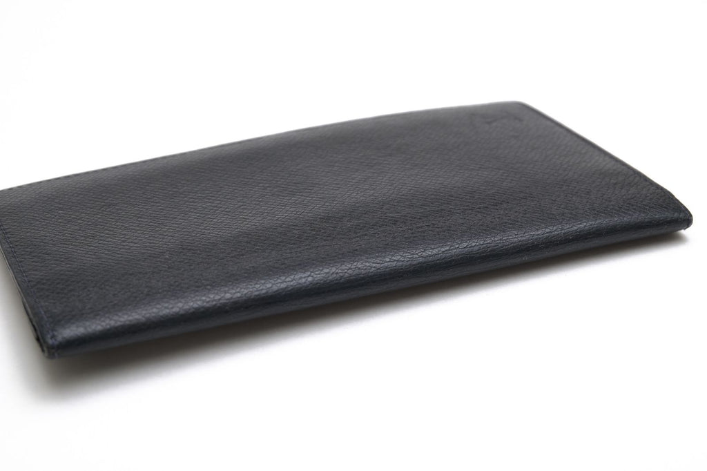 Louis Vuitton Wallet Leather Black Taiga Portefeuille Long Billfold No Coin — view 3
