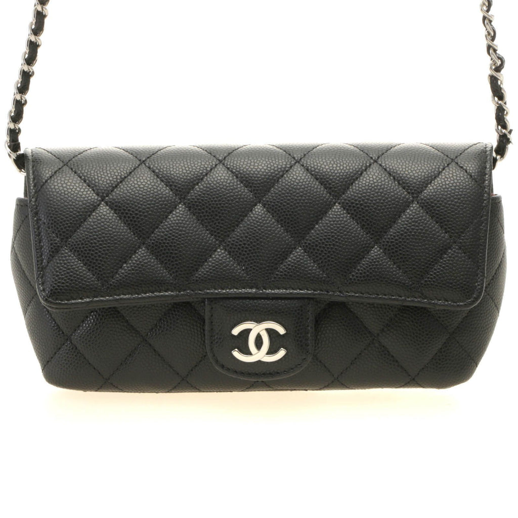 Chanel Quilted Chain Shoulder Black Silver Caviar Bag