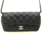 Chanel Quilted Chain Shoulder Black Silver Caviar Bag