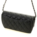 Chanel Quilted Chain Shoulder Black Silver Caviar Bag — view 2