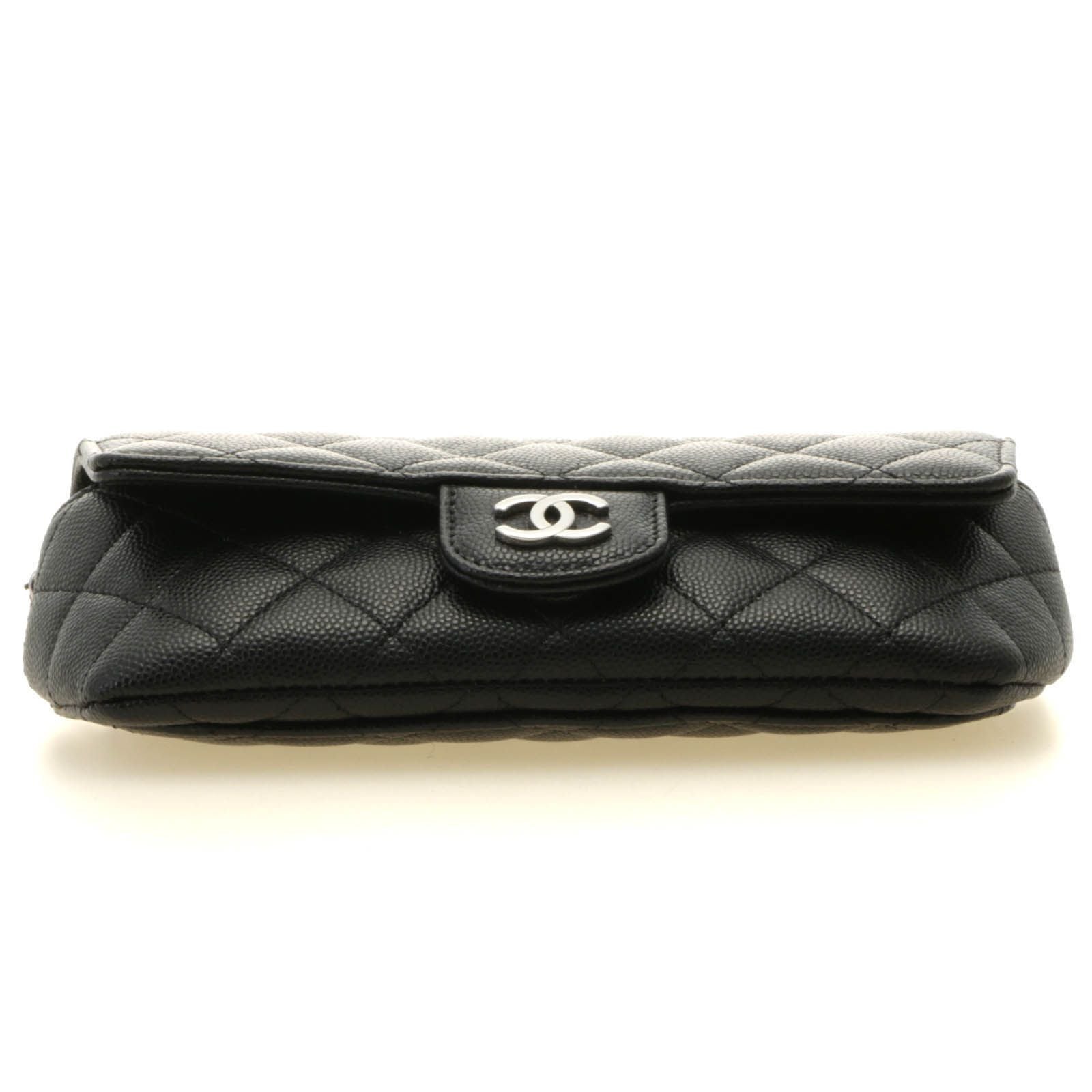 Chanel Quilted Chain Shoulder Black Silver Caviar Bag — view 3