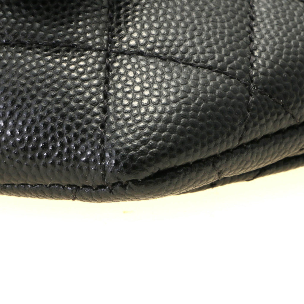Chanel Quilted Chain Shoulder Black Silver Caviar Bag — view 5