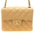 Chanel Mini Quilted 17 Chain Shoulder Bag Light Beige Gold Lambskin